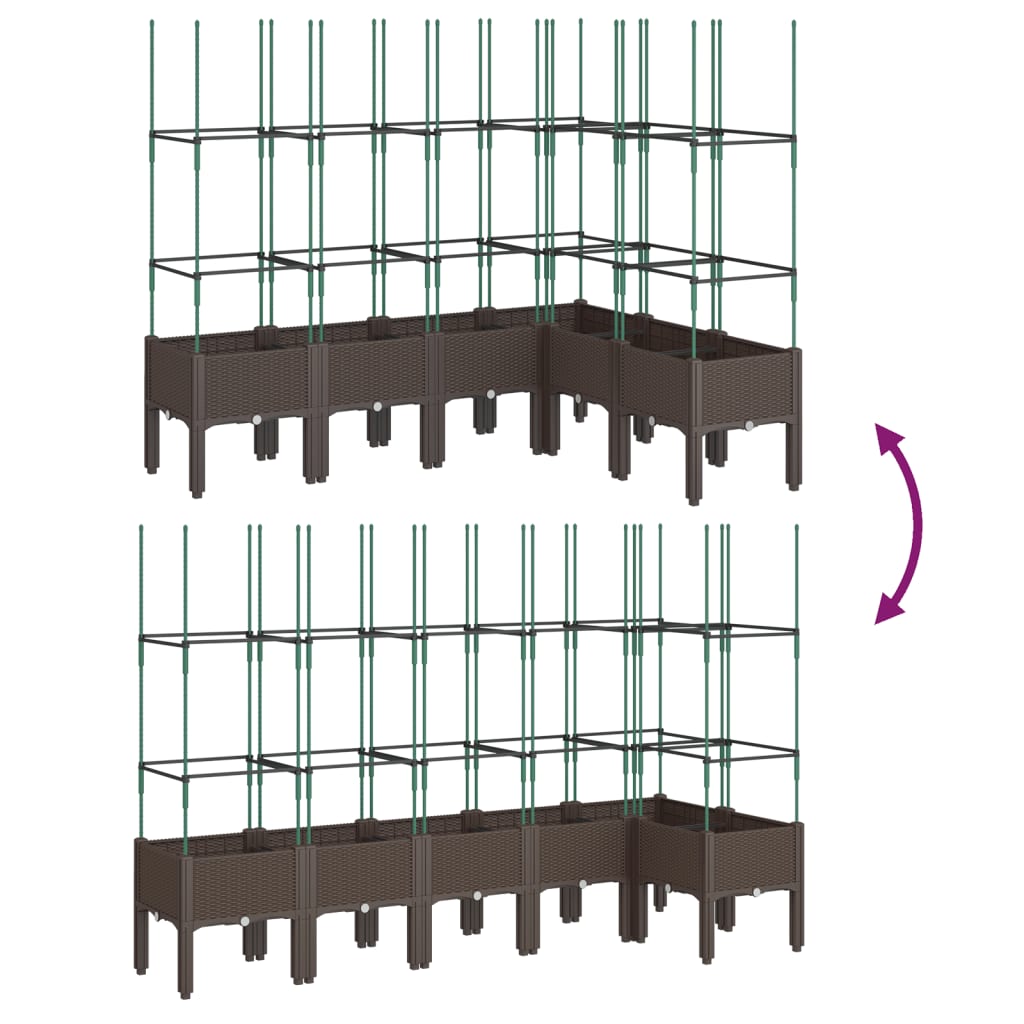 vidaXL Jardinière avec treillis marron 160x120x142,5 cm PP