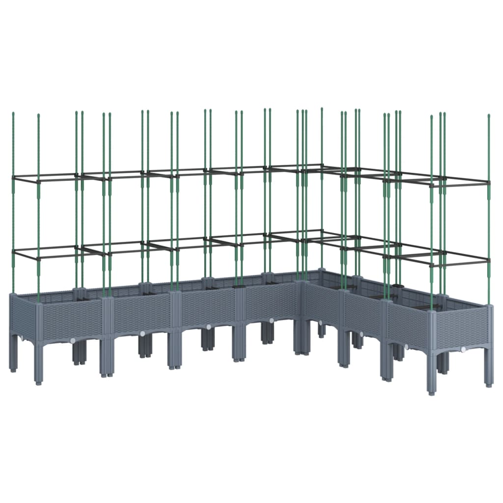 vidaXL Jardinière avec treillis gris 200x160x142,5 cm PP