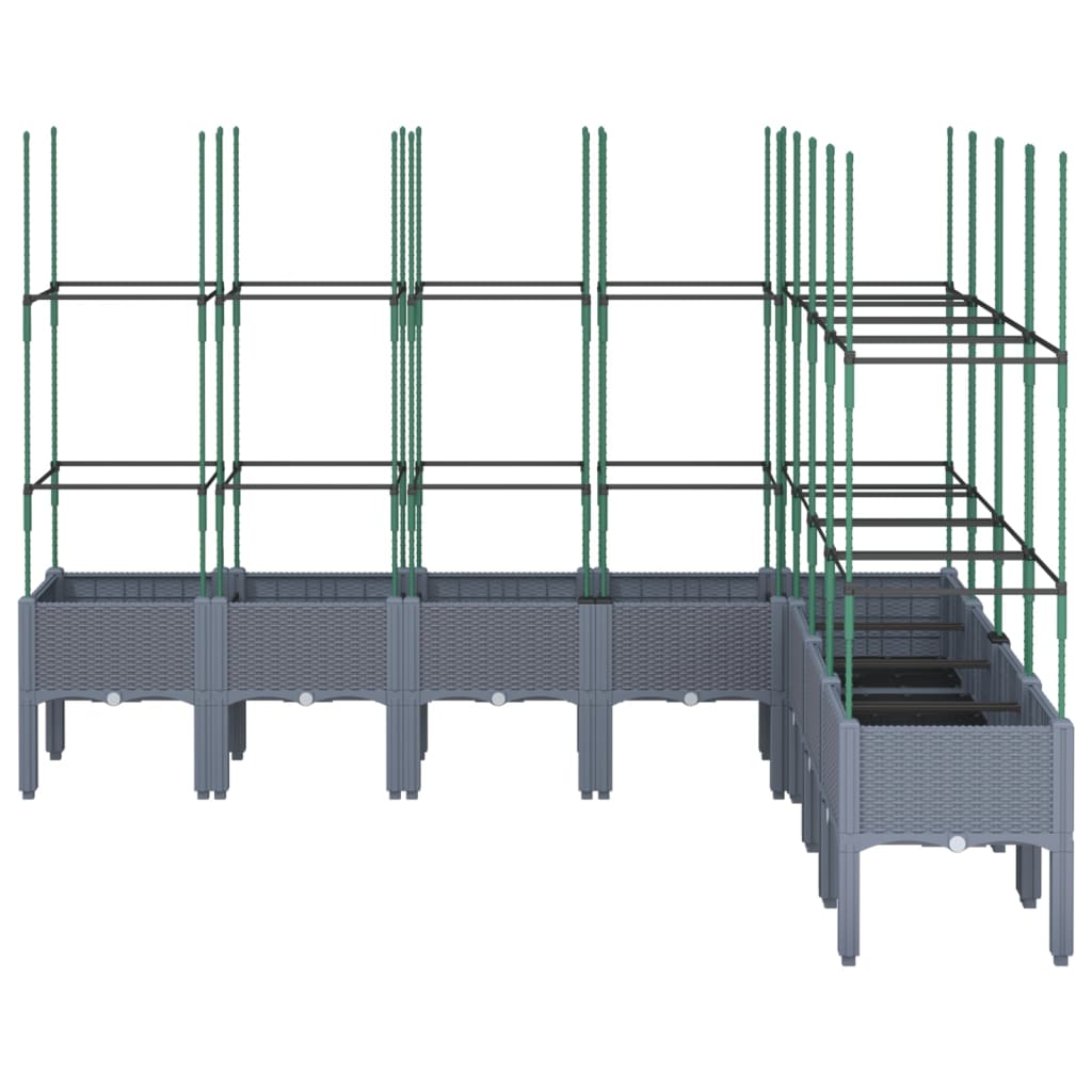 vidaXL Jardinière avec treillis gris 200x160x142,5 cm PP