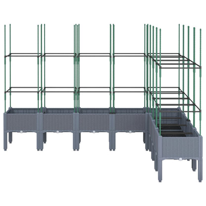 vidaXL Jardinière avec treillis gris 200x160x142,5 cm PP