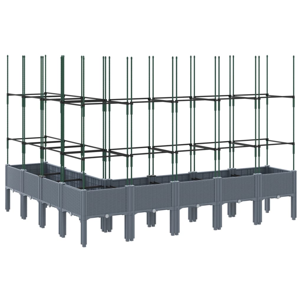 vidaXL Jardinière avec treillis gris 200x160x142,5 cm PP