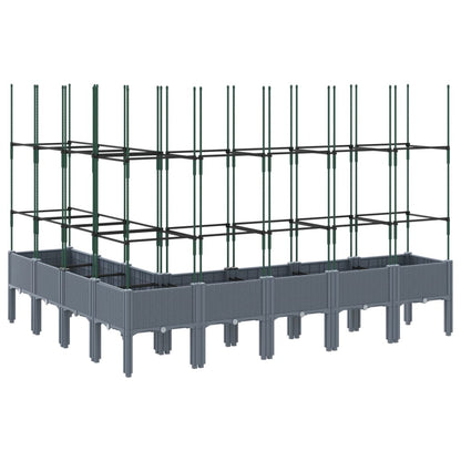 vidaXL Jardinière avec treillis gris 200x160x142,5 cm PP