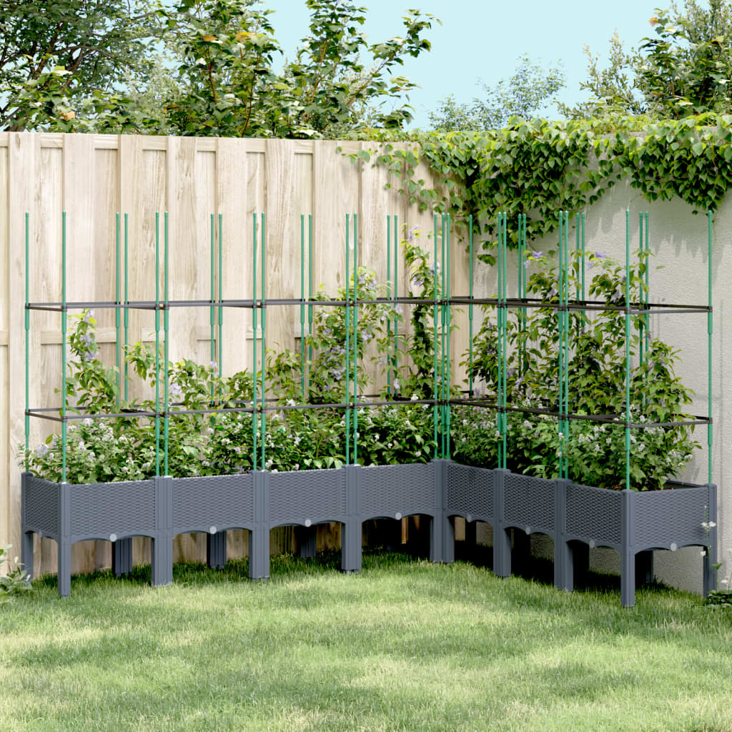 vidaXL Jardinière avec treillis gris 200x160x142,5 cm PP