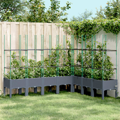 vidaXL Jardinière avec treillis gris 200x160x142,5 cm PP