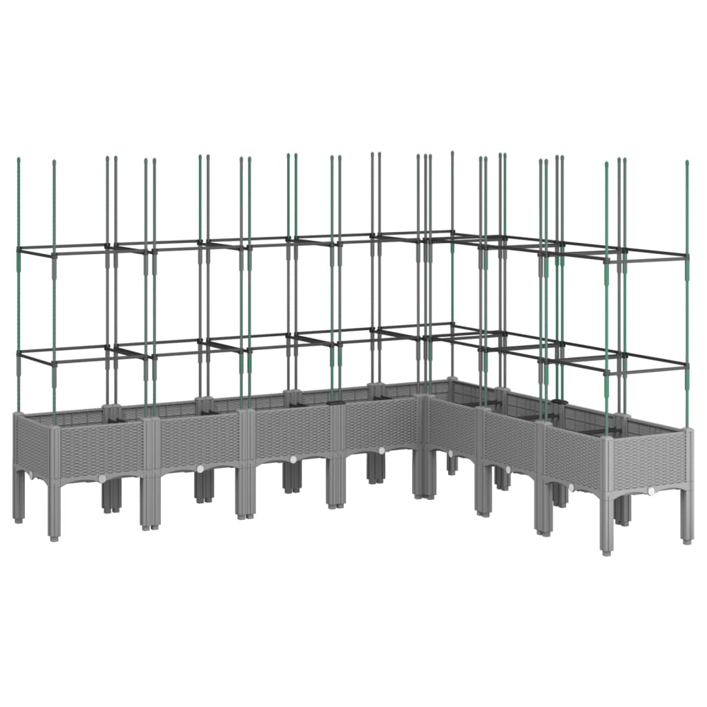 vidaXL Jardinière avec treillis gris clair 200x160x142,5 cm PP