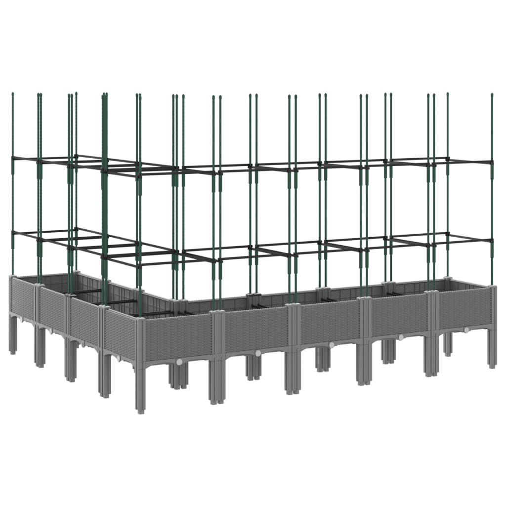 vidaXL Jardinière avec treillis gris clair 200x160x142,5 cm PP