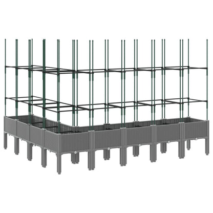 vidaXL Jardinière avec treillis gris clair 200x160x142,5 cm PP