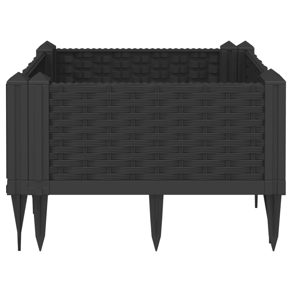 vidaXL Jardinière avec piquets noir 42,5x42,5x28,5 cm PP