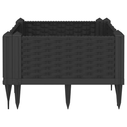 vidaXL Jardinière avec piquets noir 42,5x42,5x28,5 cm PP