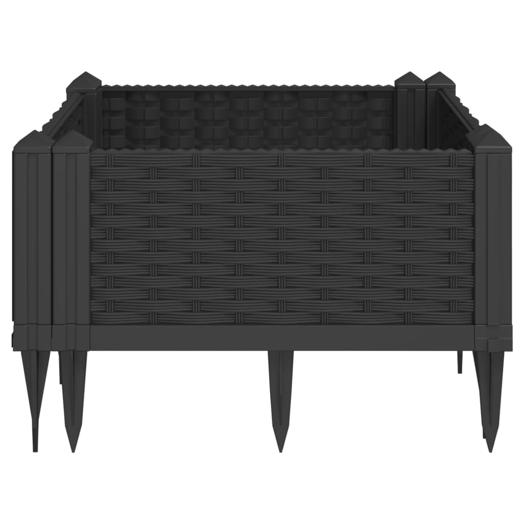 vidaXL Jardinière avec piquets noir 42,5x42,5x28,5 cm PP