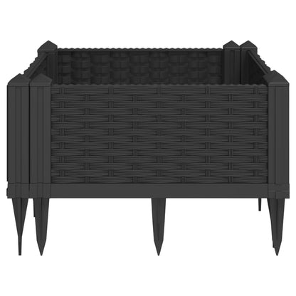 vidaXL Jardinière avec piquets noir 42,5x42,5x28,5 cm PP