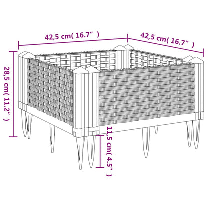 vidaXL Jardinière avec piquets noir 42,5x42,5x28,5 cm PP