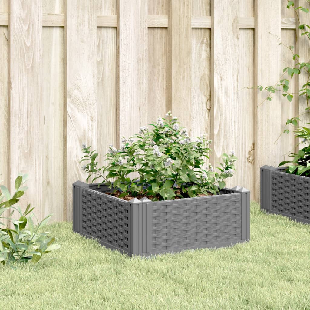 vidaXL Jardinière avec piquets gris clair 42,5x42,5x28,5 cm PP