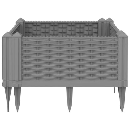 vidaXL Jardinière avec piquets gris clair 42,5x42,5x28,5 cm PP