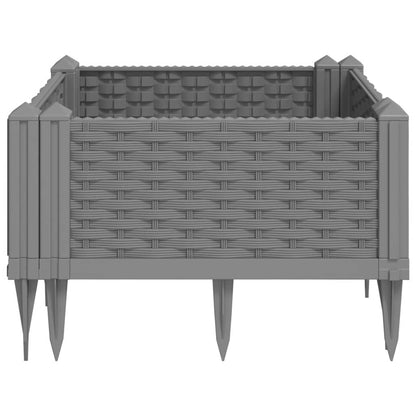 vidaXL Jardinière avec piquets gris clair 42,5x42,5x28,5 cm PP