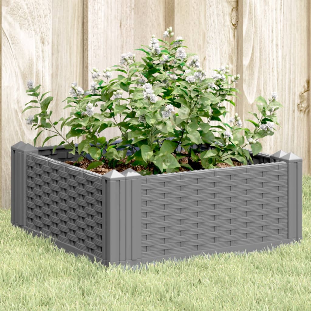vidaXL Jardinière avec piquets gris clair 42,5x42,5x28,5 cm PP