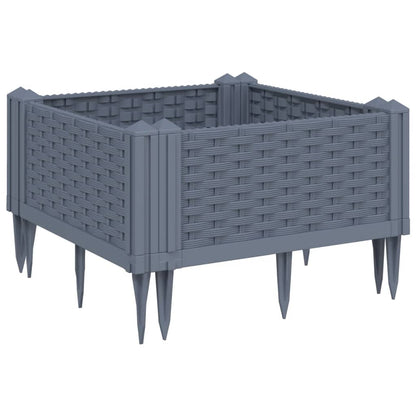 vidaXL Jardinière avec piquets gris 42,5x42,5x28,5 cm PP