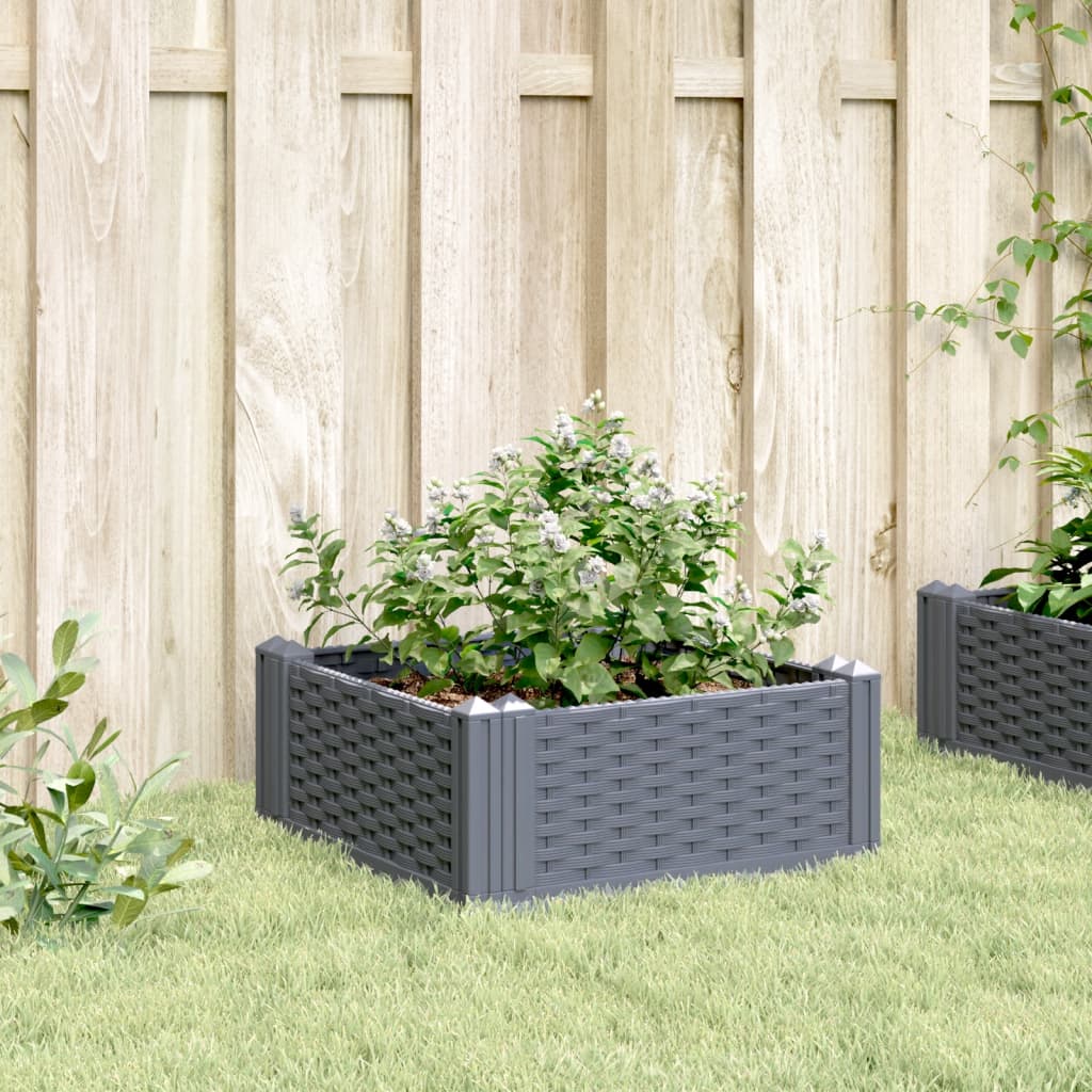vidaXL Jardinière avec piquets gris 42,5x42,5x28,5 cm PP