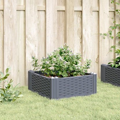 vidaXL Jardinière avec piquets gris 42,5x42,5x28,5 cm PP