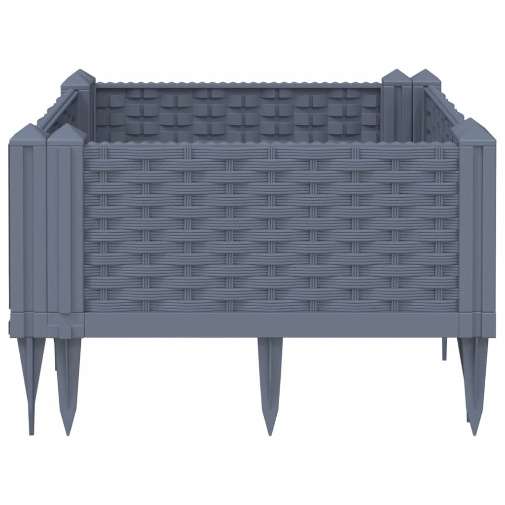 vidaXL Jardinière avec piquets gris 42,5x42,5x28,5 cm PP