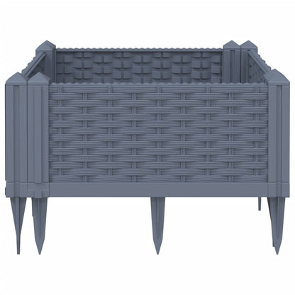 vidaXL Jardinière avec piquets gris 42,5x42,5x28,5 cm PP