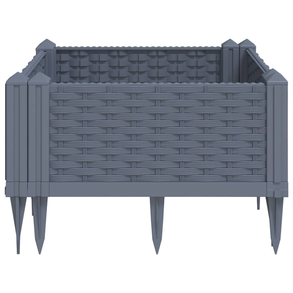 vidaXL Jardinière avec piquets gris 42,5x42,5x28,5 cm PP