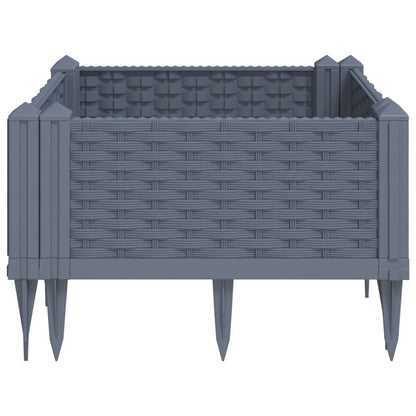vidaXL Jardinière avec piquets gris 42,5x42,5x28,5 cm PP