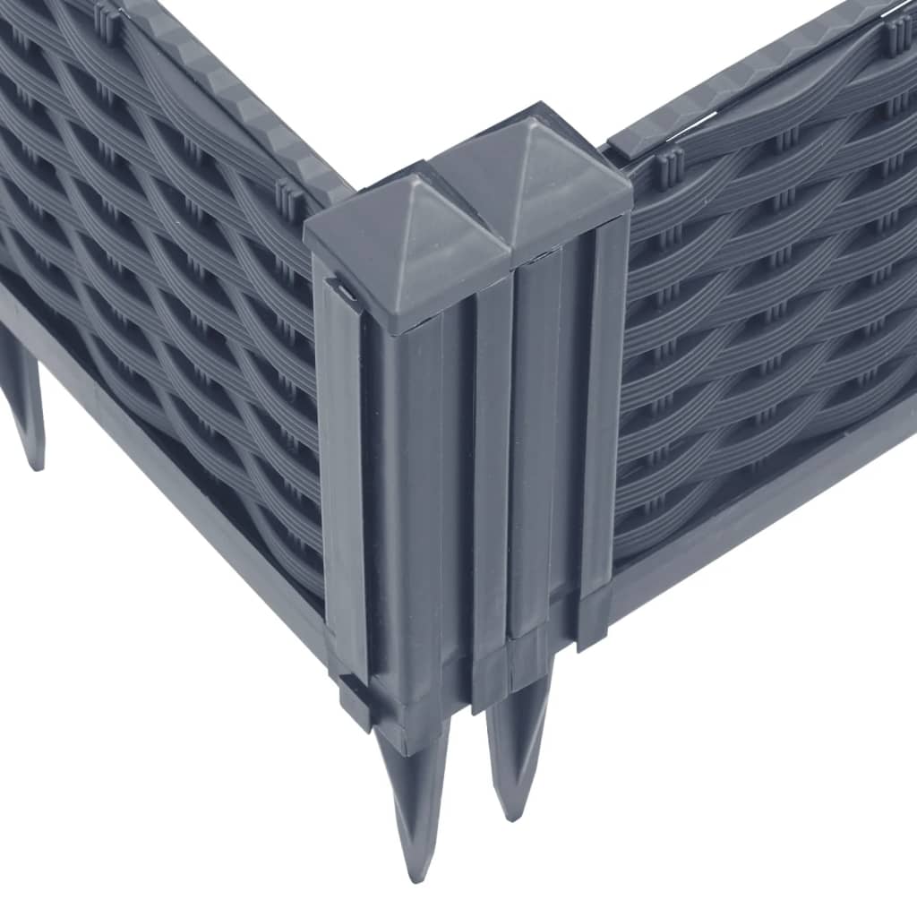vidaXL Jardinière avec piquets gris 42,5x42,5x28,5 cm PP