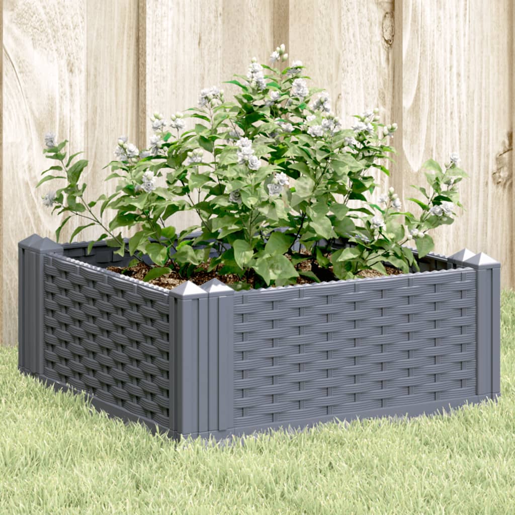 vidaXL Jardinière avec piquets gris 42,5x42,5x28,5 cm PP
