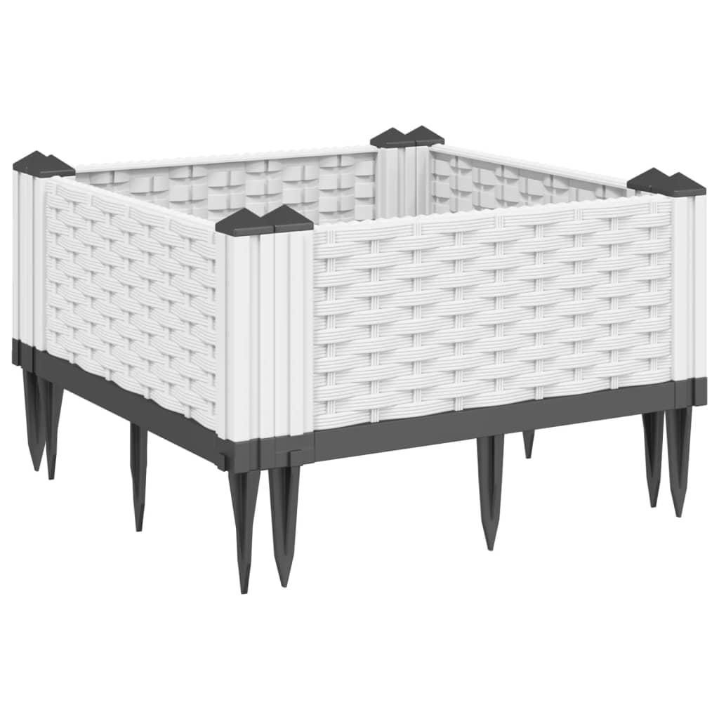 vidaXL Jardinière avec piquets blanc 42,5x42,5x28,5 cm PP