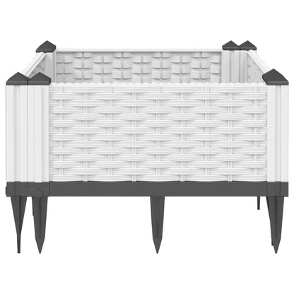 vidaXL Jardinière avec piquets blanc 42,5x42,5x28,5 cm PP