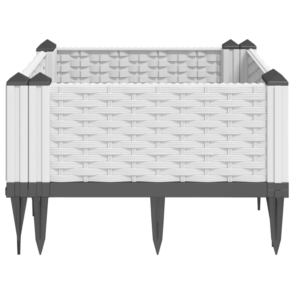 vidaXL Jardinière avec piquets blanc 42,5x42,5x28,5 cm PP