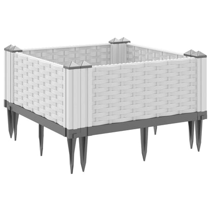 vidaXL Jardinière avec piquets blanc 42,5x42,5x28,5 cm PP