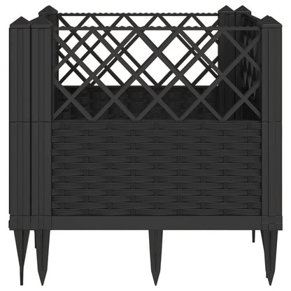 vidaXL Jardinière avec piquets noir 43,5x43,5x43,5 cm PP