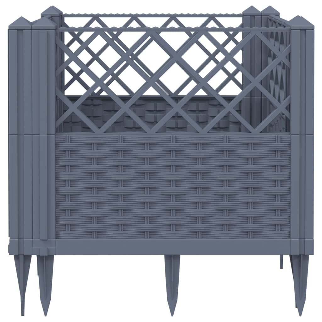 vidaXL Jardinière avec piquets gris 43,5x43,5x43,5 cm PP