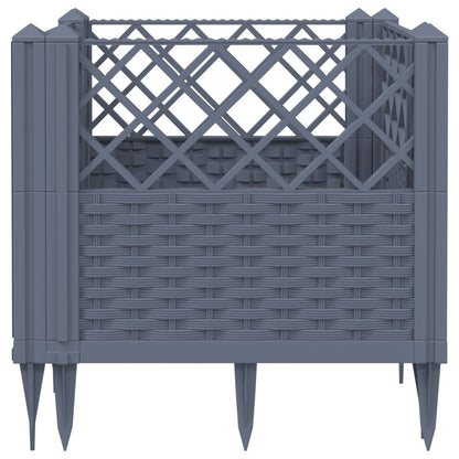 vidaXL Jardinière avec piquets gris 43,5x43,5x43,5 cm PP