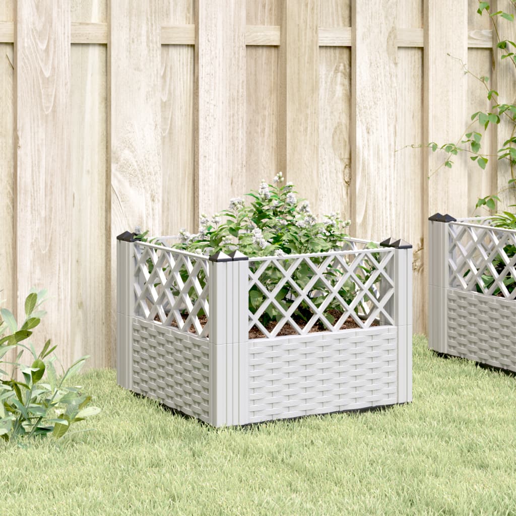 vidaXL Jardinière avec piquets blanc 43,5x43,5x43,5 cm PP