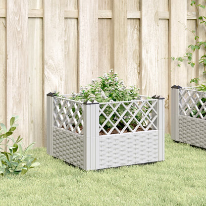 vidaXL Jardinière avec piquets blanc 43,5x43,5x43,5 cm PP