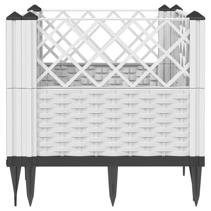 vidaXL Jardinière avec piquets blanc 43,5x43,5x43,5 cm PP