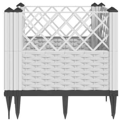 vidaXL Jardinière avec piquets blanc 43,5x43,5x43,5 cm PP
