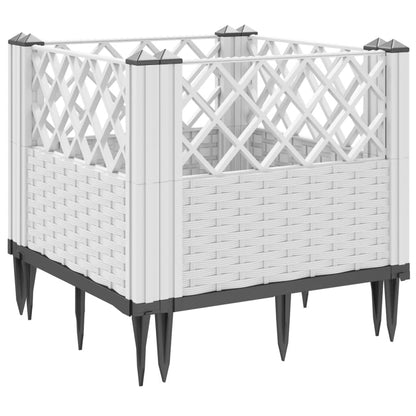 vidaXL Jardinière avec piquets blanc 43,5x43,5x43,5 cm PP