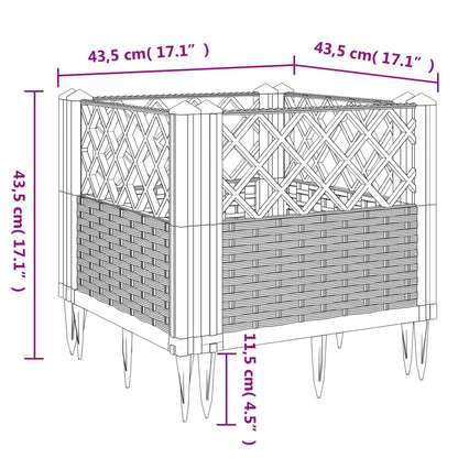 vidaXL Jardinière avec piquets blanc 43,5x43,5x43,5 cm PP