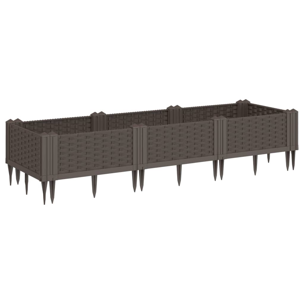 vidaXL Jardinière avec piquets marron 125x40x28,5 cm PP
