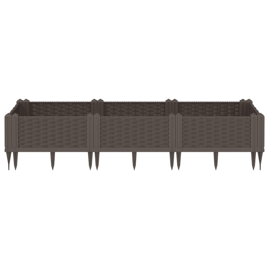vidaXL Jardinière avec piquets marron 125x40x28,5 cm PP