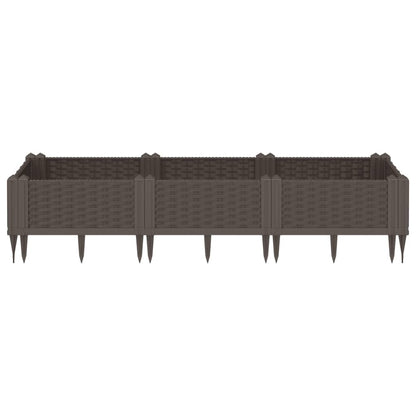 vidaXL Jardinière avec piquets marron 125x40x28,5 cm PP