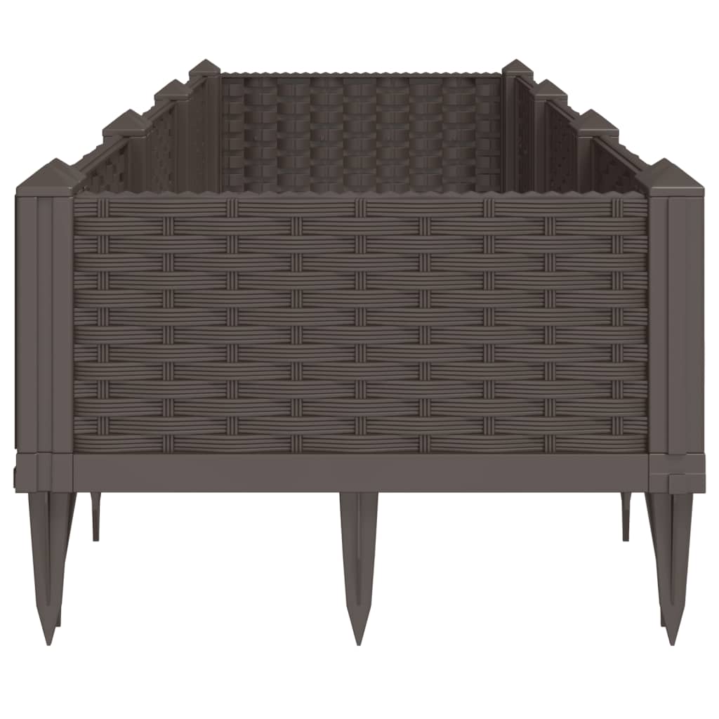 vidaXL Jardinière avec piquets marron 125x40x28,5 cm PP