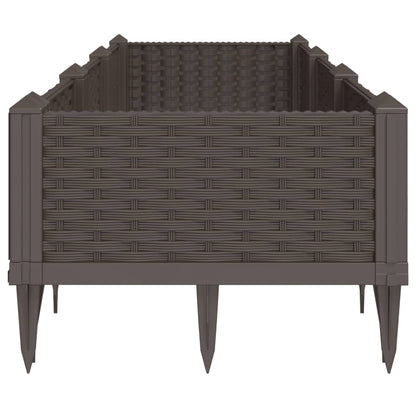 vidaXL Jardinière avec piquets marron 125x40x28,5 cm PP