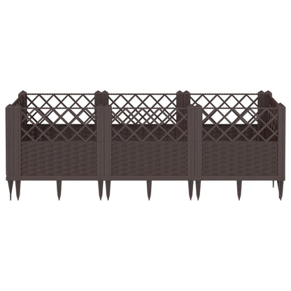 vidaXL Jardinière avec piquets marron 123,5x43,5x43,5 cm PP
