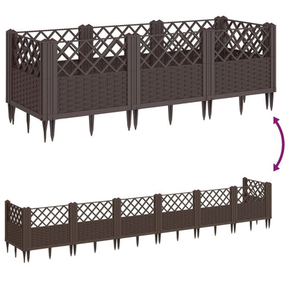vidaXL Jardinière avec piquets marron 123,5x43,5x43,5 cm PP