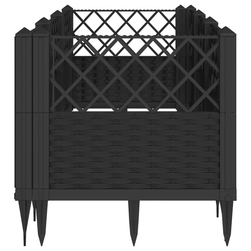 vidaXL Jardinière avec piquets noir 123,5x43,5x43,5 cm PP